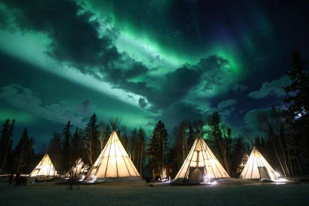 Aurora village yellowknife northwest territories canada aurora borealis northern lights teepees credit julian 0b2a2344