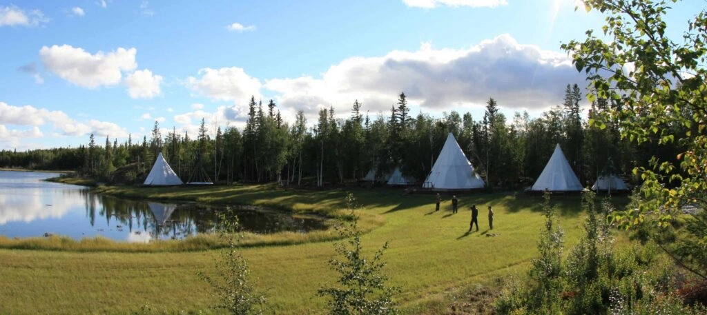 Aurora village yellowknife northwest territories canada summer teepee
