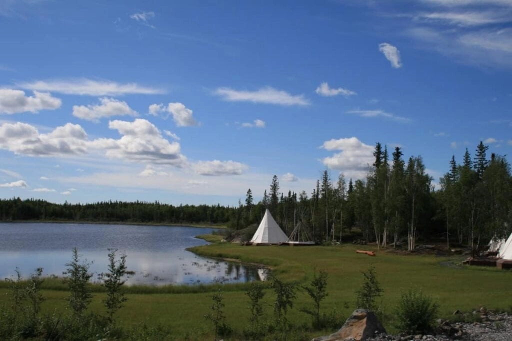 Aurora village yellowknife northwestterritories camp summer