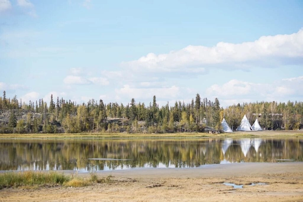 Aurora village yellowknife northwestterritories reflection summer
