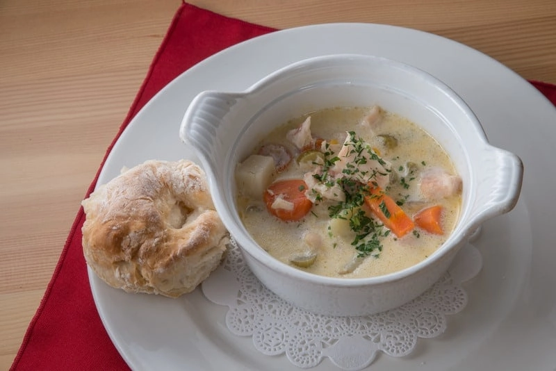 Lakefish chowder aurora village dining