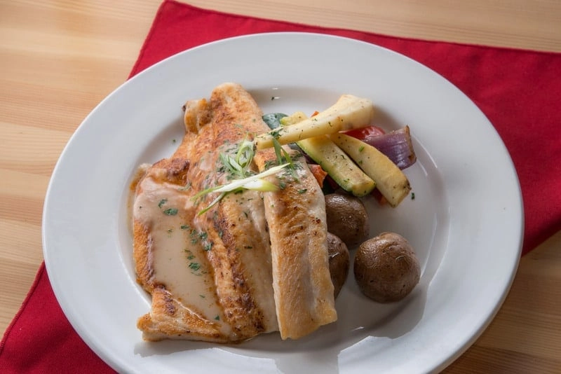 Pan fried whitefish aurora village dining