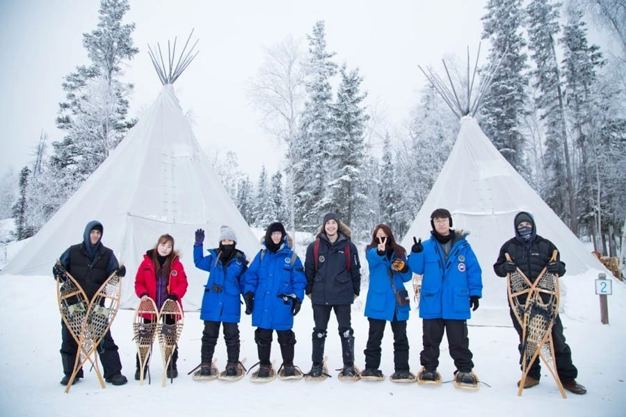 Urora village yellowknife northwest territories canada snowshoe
